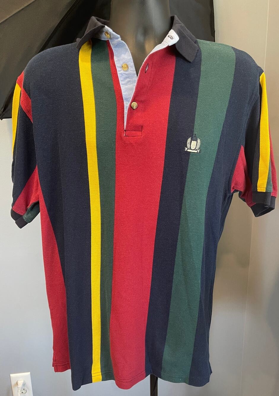 Vintage Bridgewater Men's Size M Polo Shirt Geometric Colorblock Cotton 90s
